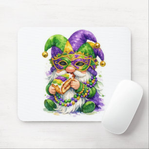 Mardi Gras-kabouter eet King Cake Muismat