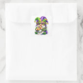 Mardi Gras-kabouter eet King Cake Vierkante Sticker (Tas)