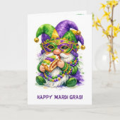 Mardi Gras Kabouter Eet Koningentaart Kaart (Gele Bloem)