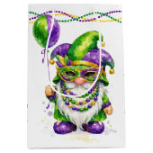 Mardi Gras-kabouter met feestballon Medium Cadeauzakje (Voorkant)