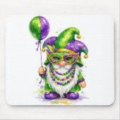 Mardi Gras-kabouter met feestballon Muismat (Voorkant)