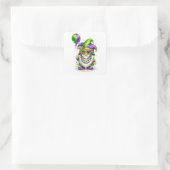 Mardi Gras-kabouter met feestballon Vierkante Sticker (Tas)