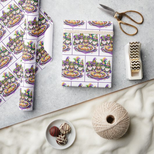 Mardi Gras Kabouterfeest met Koningentaart Cadeaupapier (Crafts)