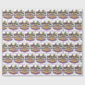 Mardi Gras Kabouterfeest met Koningentaart Cadeaupapier (Vlak)