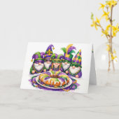 Mardi Gras Kabouterfeest Met Koningentaart Kaart (Gele Bloem)