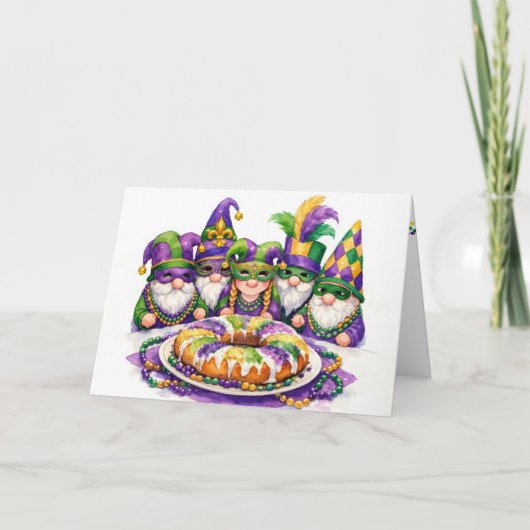 Mardi Gras Kabouterfeest Met Koningentaart Kaart (Voorkant)