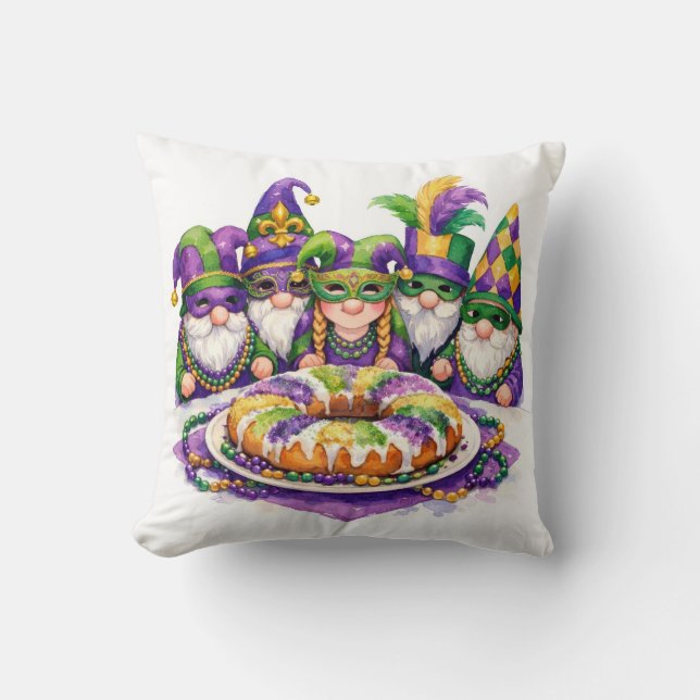 Mardi Gras Kabouterfeest Met Koningentaart Kussen (Voorkant)