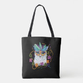 Mardi Gras Kat, Grappige Mardi Gras Tote Bag (Achterkant)