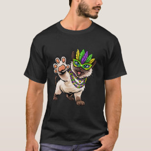 Mardi Gras Kat Op Masker New Orlean Louisiana Fees T-shirt