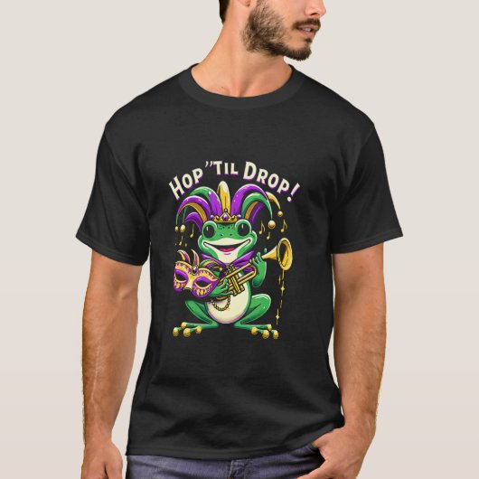 Mardi Gras Kikker Speelt Trompet T-shirt (Voorkant)