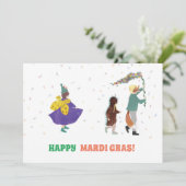Mardi Gras Kinder Carnaval Lente Illustratie Kaart (Staand voorkant)