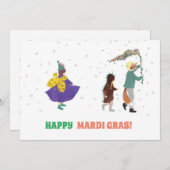 Mardi Gras Kinder Carnaval Lente Illustratie Kaart (Voorkant / Achterkant)