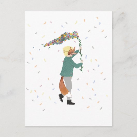 Mardi Gras Kinder Carnival Spring Illustration Boy Briefkaart (Voorkant)