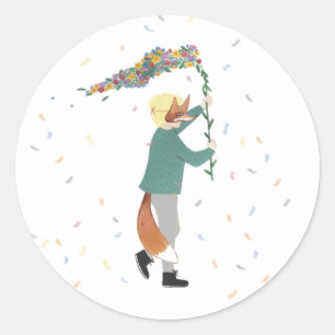 Mardi Gras Kinder Carnival Spring Illustration Boy Ronde Sticker