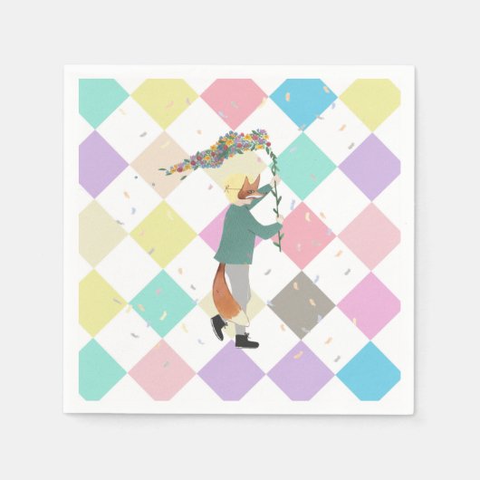 Mardi Gras Kinder Carnival Spring Illustration Boy Servet (Voorkant)
