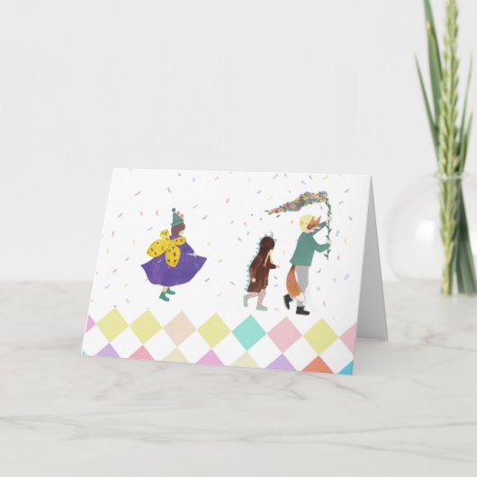 Mardi Gras Kinder carnival Spring Illustration Kaart (Voorkant)