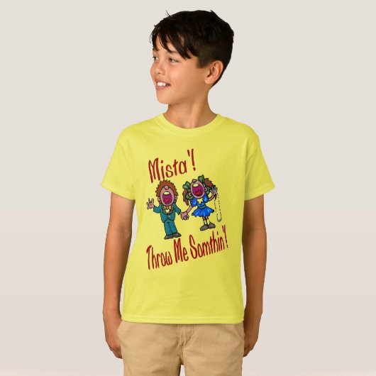 Mardi Gras, Kinderen en kralen T-Shirt (Voorkant volledig)