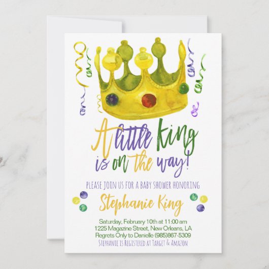 Mardi Gras King Baby shower Uitnodiging (Voorkant)