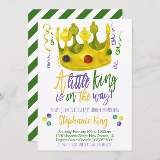 Mardi Gras King Baby shower Uitnodiging (Voorkant / Achterkant)