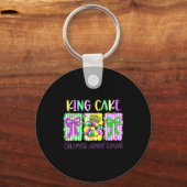 Mardi Gras King Cake Coquette Bow Girl Women Carni Sleutelhanger (Voorkant)