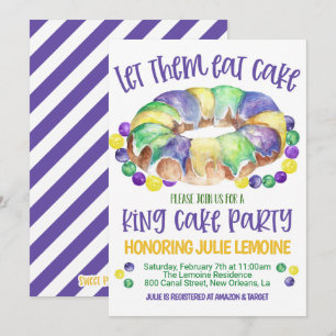 Mardi Gras King Cake Feest Uitnodiging