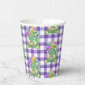 Mardi Gras King Cake Gator en Gingham Paper cup Papieren Bekers (Links)