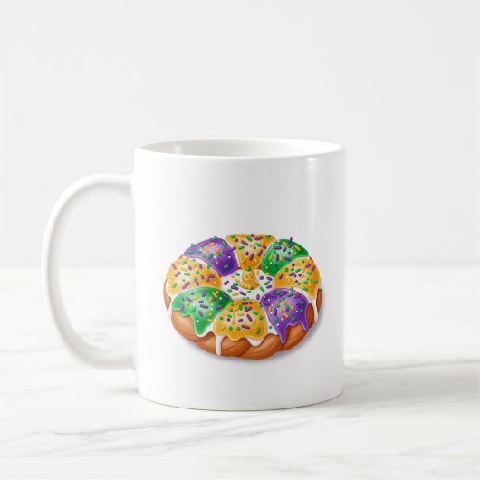 Mardi Gras King Cake with Plastic Baby Holiday Mug Koffiemok (Links)