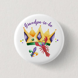 Mardi Gras King Crown Grandpa-to-be Ronde Button 3,2 Cm