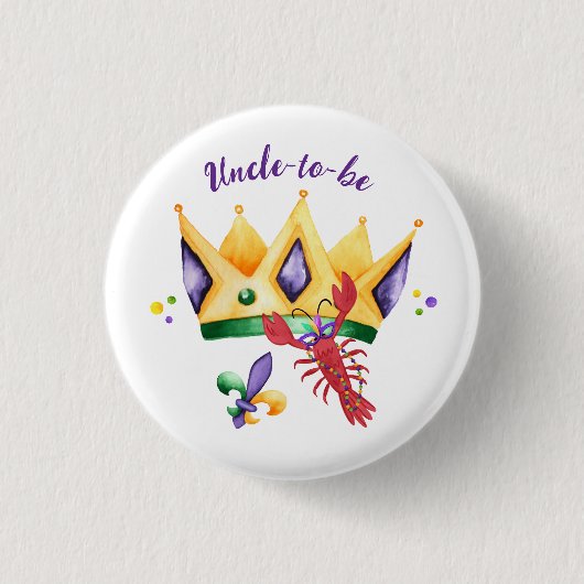 Mardi Gras King Crown Uncle-to-be Ronde Button 3,2 Cm (Voorkant)