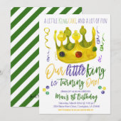 Mardi Gras King Eerste Uitnodiging Verjaardag (Voorkant / Achterkant)