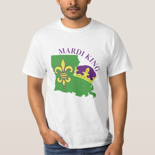 Mardi Gras King Louisiana Crown & Fleur De Lis T-shirt (Voorkant)