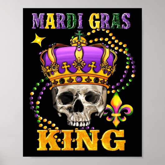 Mardi Gras King Mannen Carnaval kostuum cadeau Mar Poster (Voorkant)