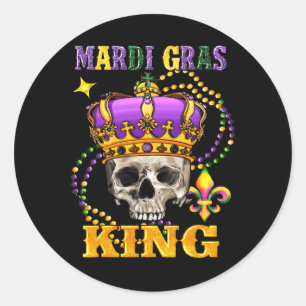 Mardi Gras King Mannen Carnaval kostuum cadeau Mar Ronde Sticker