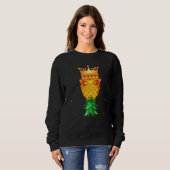 Mardi Gras King Mask Swinger Upside Down Pineappel Trui (Voorkant volledig)
