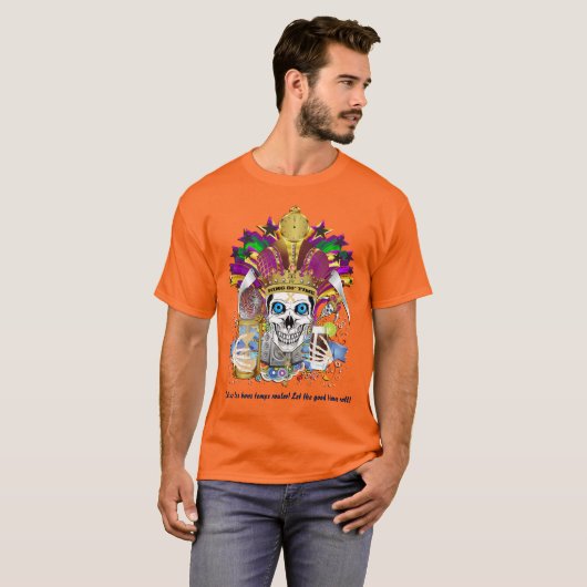 Mardi Gras King of Time 1 Mannen uitzicht notities T-shirt (Voorkant volledig)