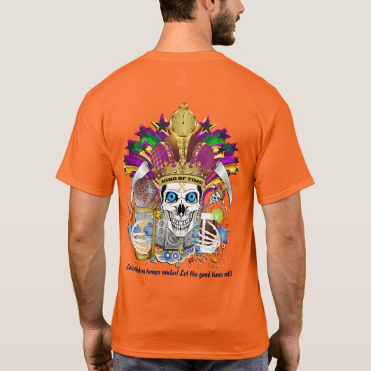 Mardi Gras King of Time 1 Mannen uitzicht notities T-shirt (Achterkant)