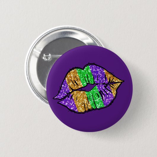 Mardi Gras Kiss Button (Voorkant /achterkant)