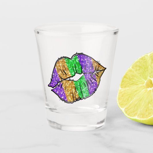 Mardi Gras Kiss Glass Shot Glas (Voorkant)