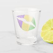 Mardi Gras Kiss Lips Paars Geel Groen Shot Glas (Achterkant)
