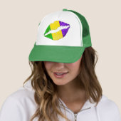 Mardi Gras Kiss Lips Paars Geel Groen Trucker Pet (In situ)