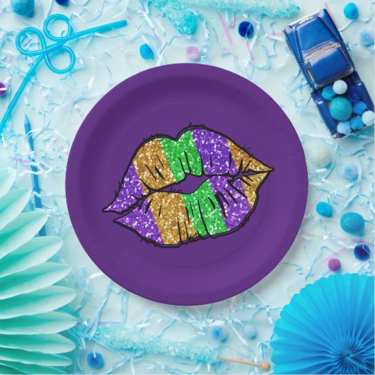 Mardi Gras Kiss Paper Borden Papieren Bordje (Feest)