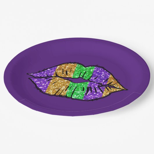 Mardi Gras Kiss Paper Borden Papieren Bordje (Gekanteld)