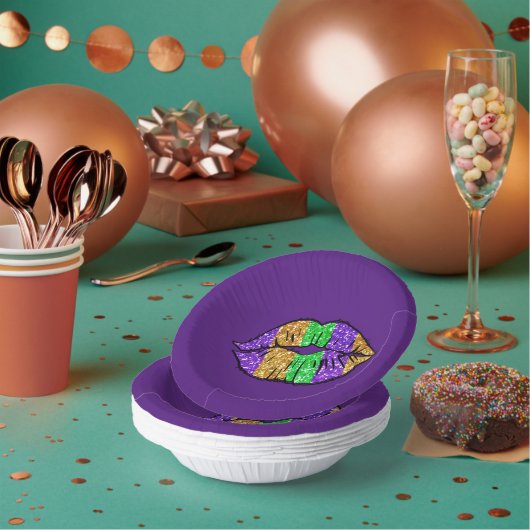 Mardi Gras Kiss Paper Bowls Papieren Kommen (Multi)
