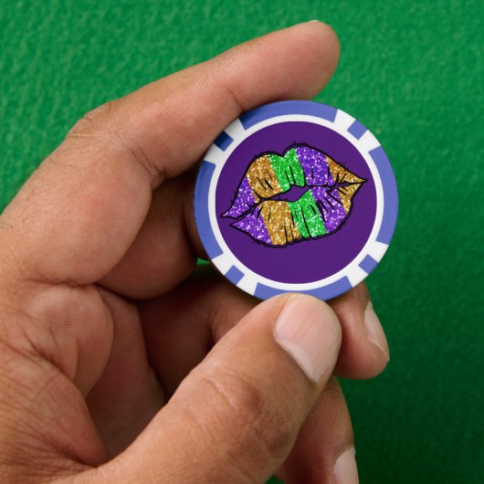 Mardi Gras Kiss Poker Chips (Hand)