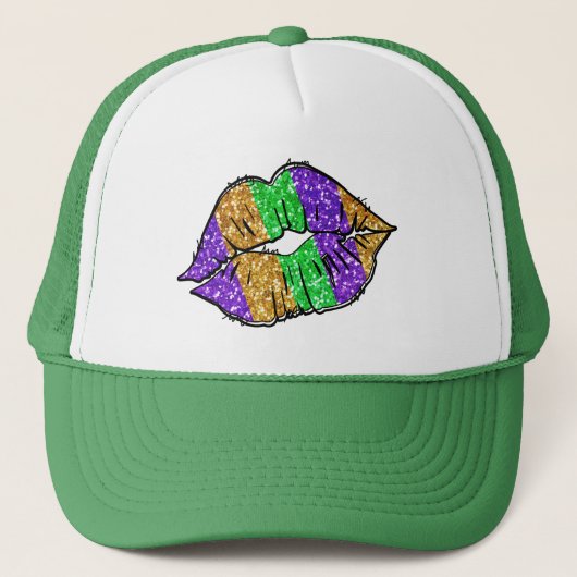 Mardi Gras Kiss Trucker Hat Pet (Voorkant)
