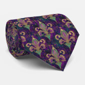 Mardi Gras Kleur Fleur di Lis Stropdas (Opgerold)