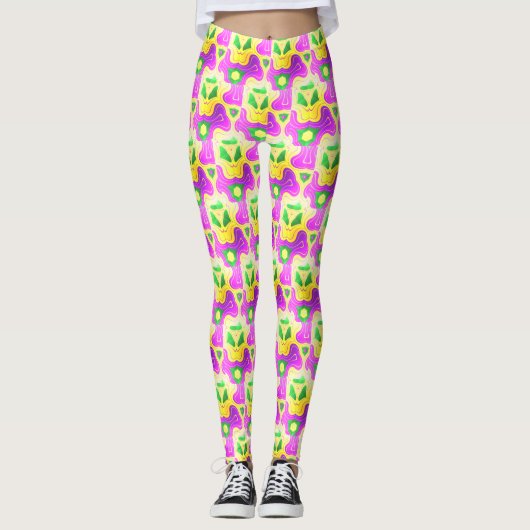 Mardi Gras Kleuren Abstract patroon Leggings (Voorkant)