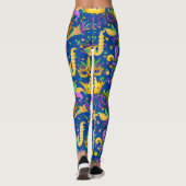 Mardi gras kleuren D Blauw Leggings (Achterkant)