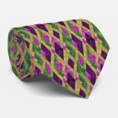 Mardi Gras Kleuren Diamantvormen Stropdas (Opgerold)