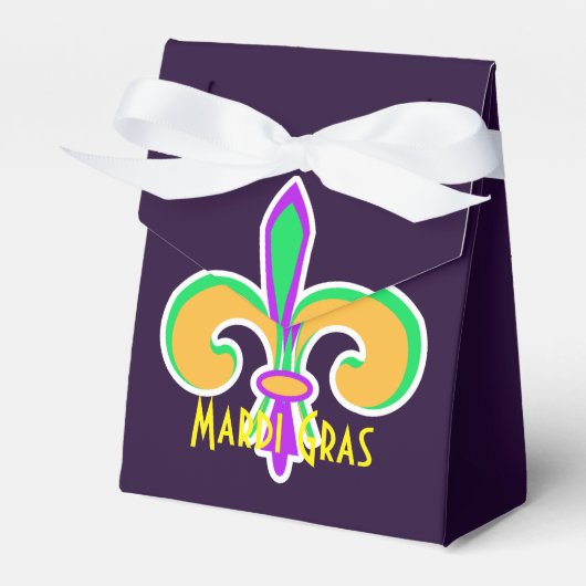 Mardi Gras Kleuren Fleur De Lis Partij Gepersonali Bedankdoosjes (Voorkant Zijde)